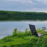 Wir geniessen die Abendstimmung einmal mehr an einem traumhaften Spot direkt am See (Kerrs Lake). 
